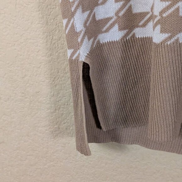 Kingston Grey Tunic Sweater Vest sz L Houndstooth Khaki White 90s Y2K Preppy - Picture 6 of 9